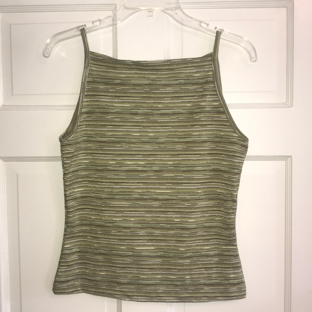 Super cute lime green tank with gold threading